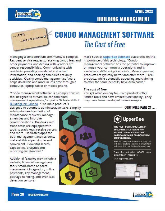 TorontoCondoNews CondoManagementSoftware April2022
