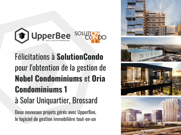 SolutionCondo obtient la gestion de Nobel Condominiums et Oria Condominiums 1